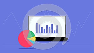 Laptop showing charts and graph, analysis business accounting, statistics concept. Digital marketing, business analysis. Data