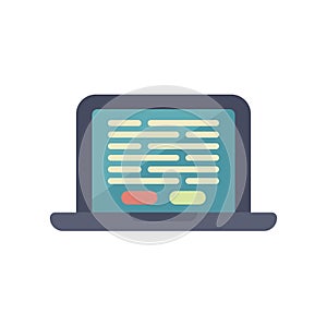 Laptop showing code on screen with buttons for programming