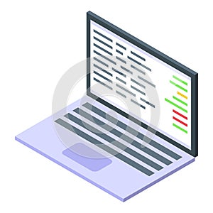Laptop showing code software development concept isometric icon