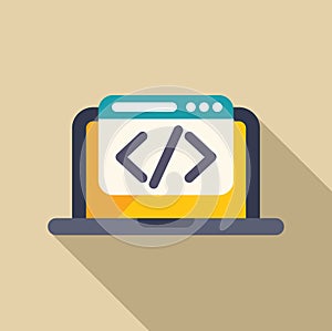 Laptop showing html code on screen with shadow