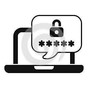 Laptop showing password protection with lock icon in speech bubble