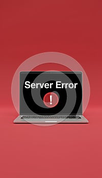 Laptop showing server error message on screen