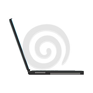 Laptop side view vector icon concept screen. Business computer office notebook. Black PC display flat smart device