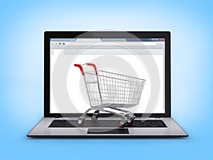 Laptop with small shopping cart