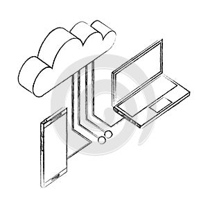 laptop smartphone cloud computing connection network data
