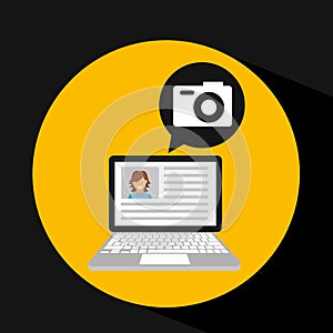 Laptop social profile camera icon