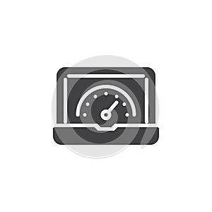 Laptop speed test vector icon