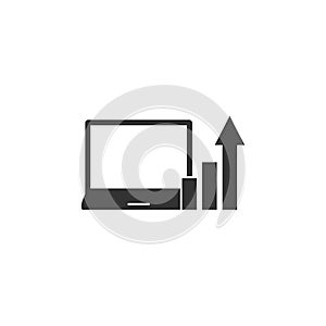 laptop, statistics, arrow, up icon. Element of business icon for mobile concept and web apps. Glyph laptop, statistics, arrow, up