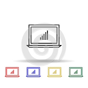 Laptop statistics multi color icon. Simple thin line, outline vector of online and web icons for ui and ux, website or mobile