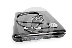 Laptop with stethoscope