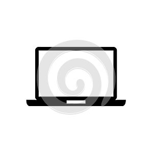 Laptop symbol flat black line icon, Vector Illustration