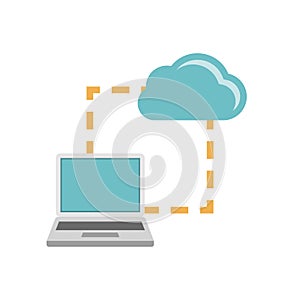 Laptop synchonization cloud icon
