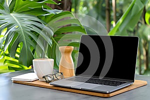 A laptop on the table