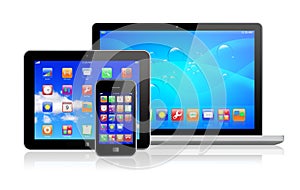 Laptop, tablet pc and smartphone