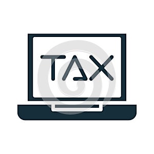 Laptop with tax obligation ebusiness silhouette style