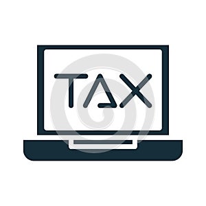 Laptop with tax obligation ebusiness silhouette style photo