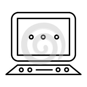 Laptop thin line icon. Notebook vector illustration isolated on white. Pc outline style design, designed for web and app