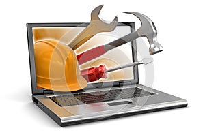 Laptop and tools (clipping path included)