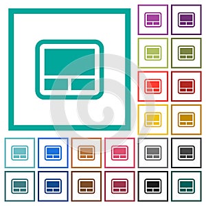 Laptop touchpad flat color icons with quadrant frames