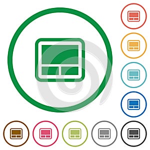 Laptop touchpad flat icons with outlines