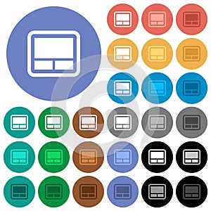 Laptop touchpad round flat multi colored icons