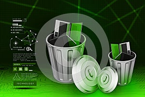 Laptop in trash bin
