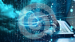 Laptop Typists Cloud Tech Background