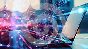 Laptop Typists Tech Background