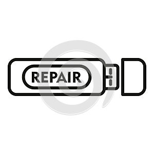 Laptop usb repair icon outline vector. Support remote