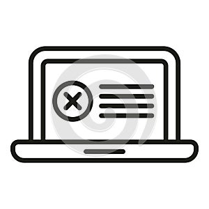 Laptop user ban icon outline vector. Digital expel