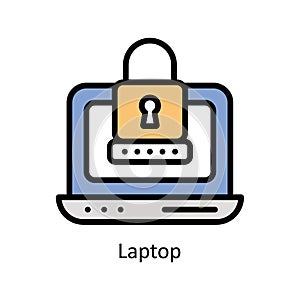 Laptop vector Filled outline icon style illustration. EPS 10 File