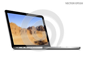 Laptop vector with wallpaper on screen