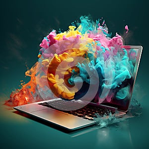 Laptop with vibrant cloudy colors