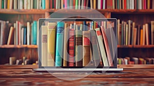 A Laptop with Virtual Books.AI generated image