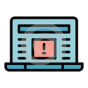 Laptop virus alert icon vector flat