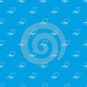 Laptop with a warning signal pattern vector seamless blue