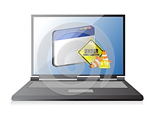Laptop website under construction sign