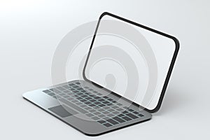 Laptop with white background, technological concept, 3d rendering