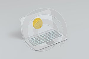 Laptop with white background, technological concept, 3d rendering