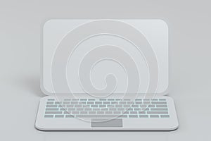 Laptop with white background, technological concept, 3d rendering