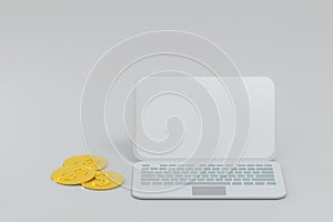 Laptop with white background, technological concept, 3d rendering