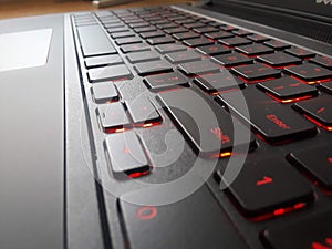 Laptop windows red keyoard light photo
