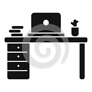 Laptop workspace icon simple vector. Office work