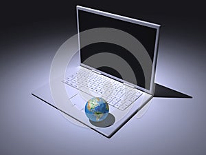 Laptop and world globe