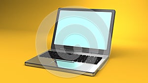 Laptop On Yellow Background