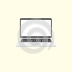 Laptop on yellow Background,computer Vector Illustration