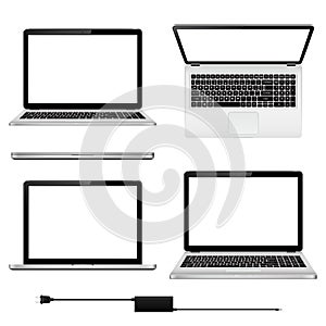 Laptops with blank screen isolated