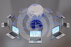 Laptops connected to the Internet World Wide Web