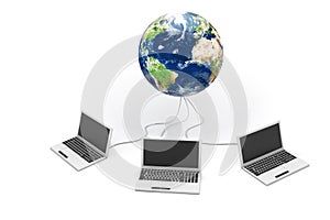 Laptops connected to world