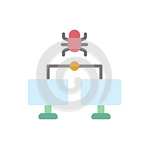 Laptops cyber attack icon. Simple color vector elements of hacks icons for ui and ux, website or mobile application